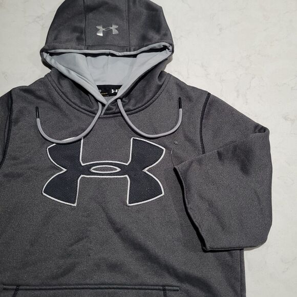 Under Armour Rival Hoodie Short Sleeve Coach's Gray Big Logo UA SMALL NWOT - Picture 1 of 9